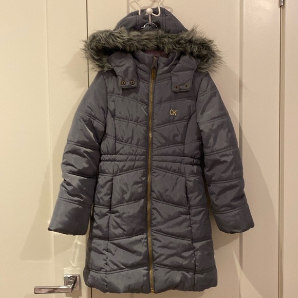 Girl's Faux Fur-Trim Hooded Long Puffer Coat - Picture 9 of 9